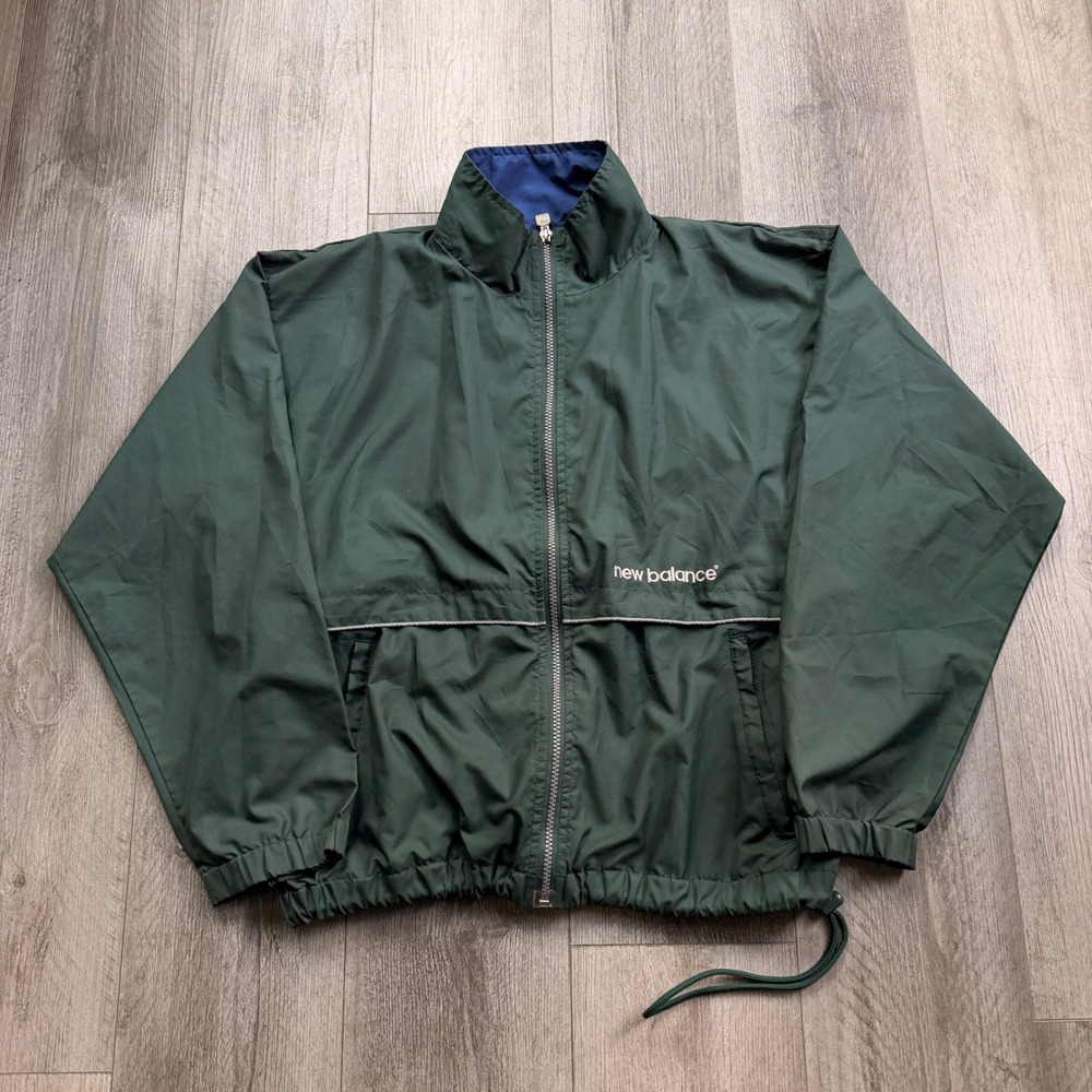 Vintage 90s Rare New Balance Mens M Green Blue Triangle Colorblock Windbreaker